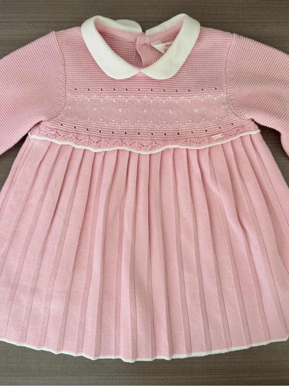 Mayoral Pink Knit Dress with White Peter Pan Collar